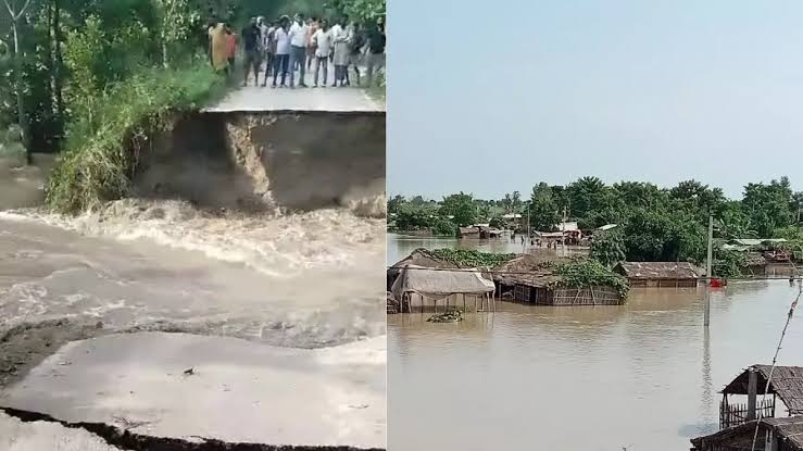 बिहार में कोसी और बागमती नदियों के तटबंध टूटने से बाढ़ की स्थिति और खराब